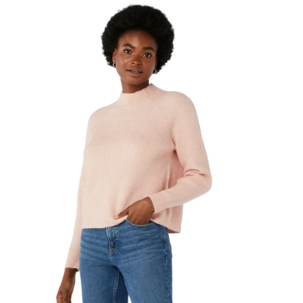 Pink Mock Neck Free Assembly Sweater